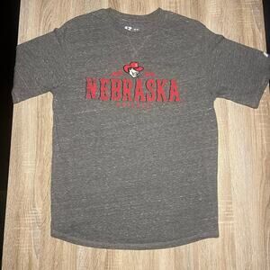 Nebraska Huskers Gray Russell Athletic Vintage Logo TShirt Medium